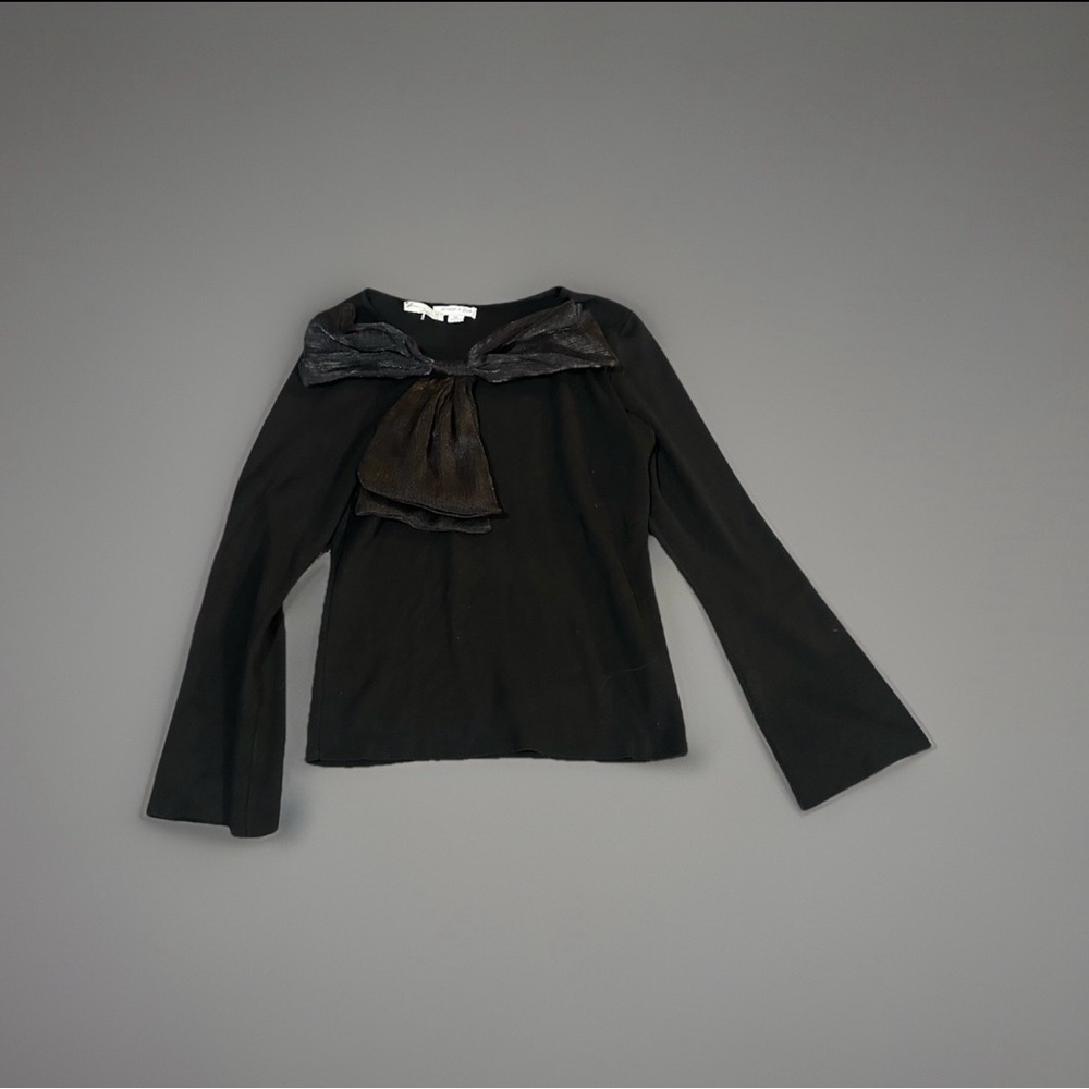 Allison + Zoe Black Long Sleeve Bow Accent Top M